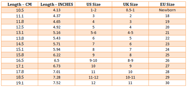 How to determine foot Width size  Baby shoe size chart, Baby shoe